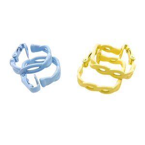 Vintage Enamel Hoop Earrings Bundle, Lot of Pastel Yellow and Baby Blue Fairy